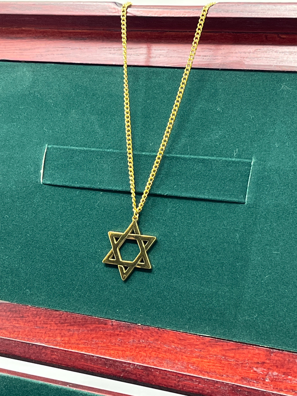 Star of David Necklace - Gold Stainless Steel Chain 24 Inch