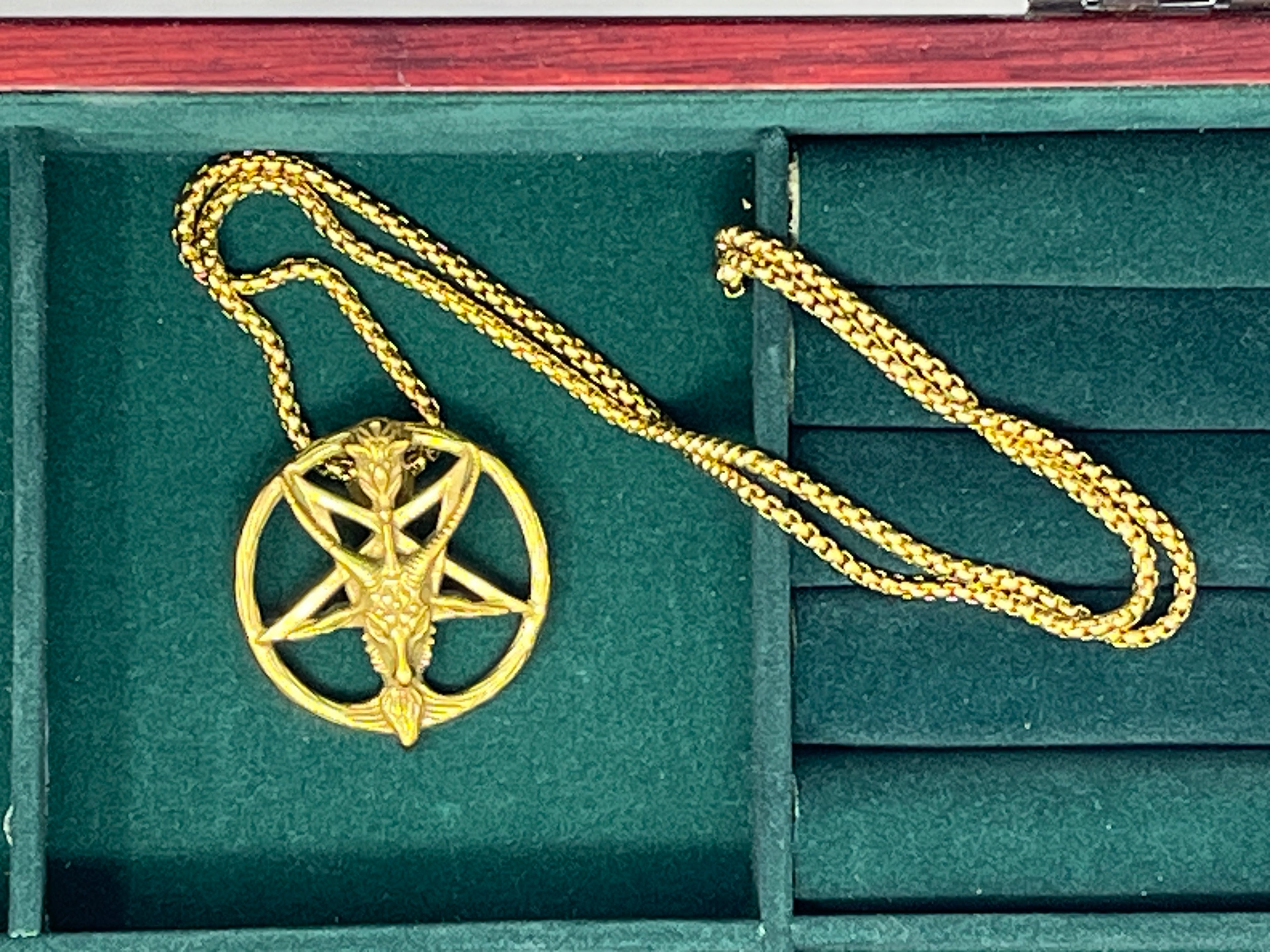 Baphomet Pendant Necklace - Gold Stainless Steel Chain 24 Inch