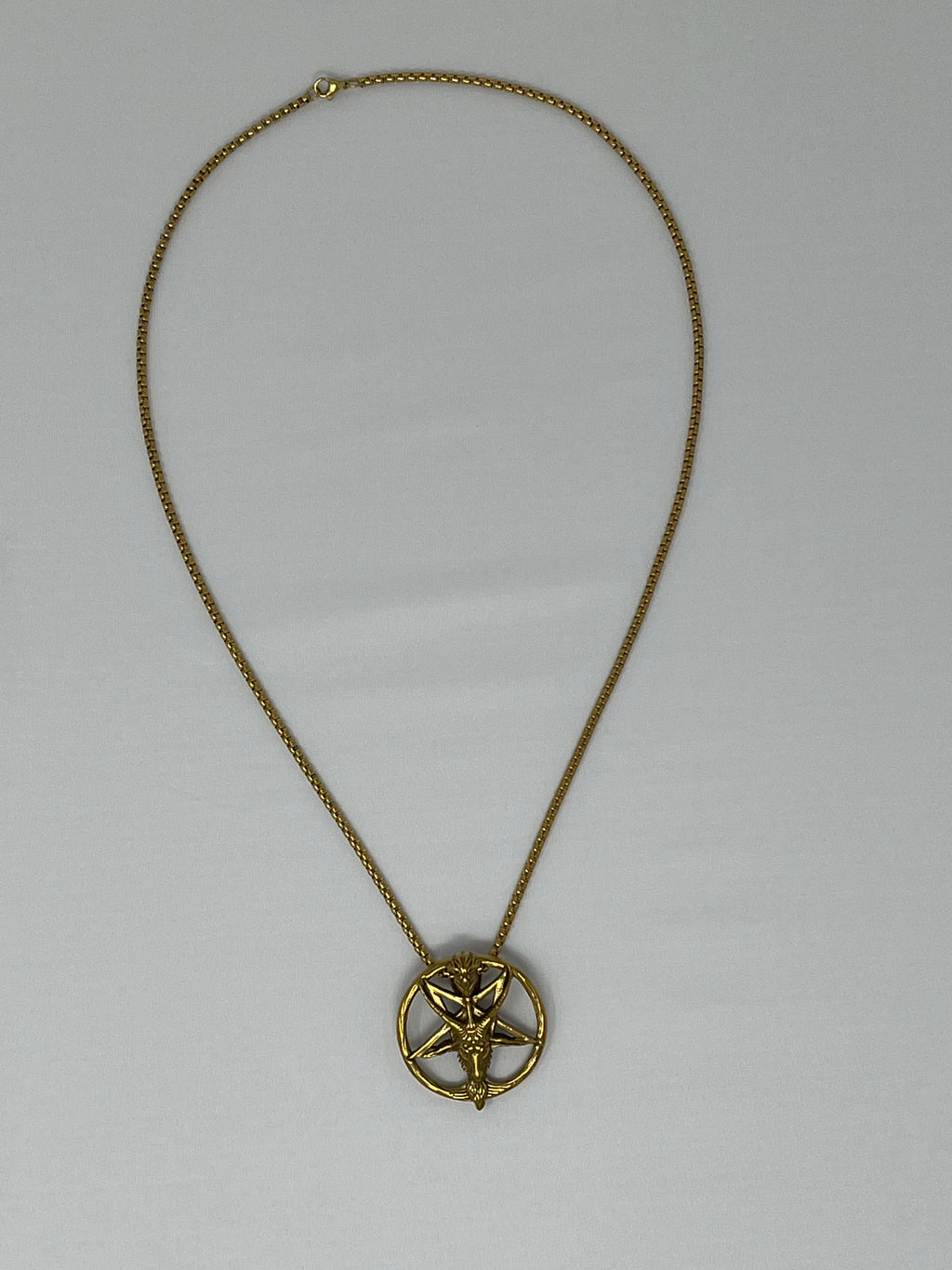 Baphomet Pendant Necklace - Gold Stainless Steel Chain 24 Inch