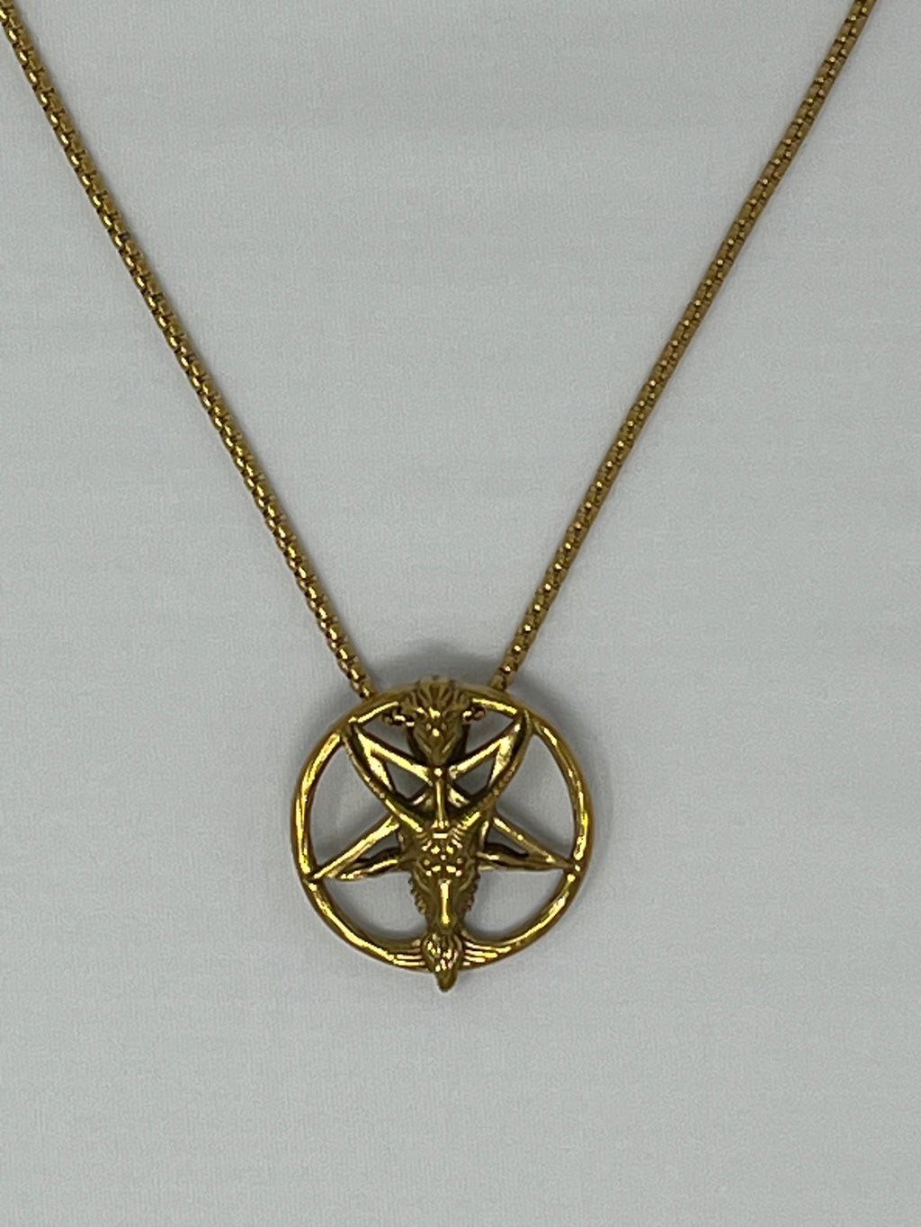 Baphomet Pendant Necklace - Gold Stainless Steel Chain 24 Inch