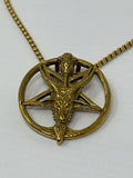 Baphomet Pendant Necklace - Gold Stainless Steel Chain 24 Inch