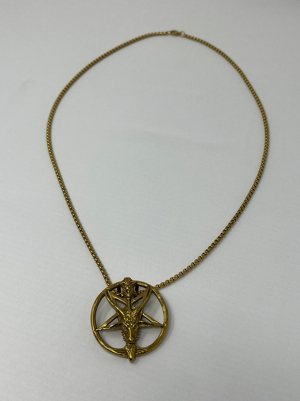 Baphomet Pendant Necklace - Gold Stainless Steel Chain 24 Inch