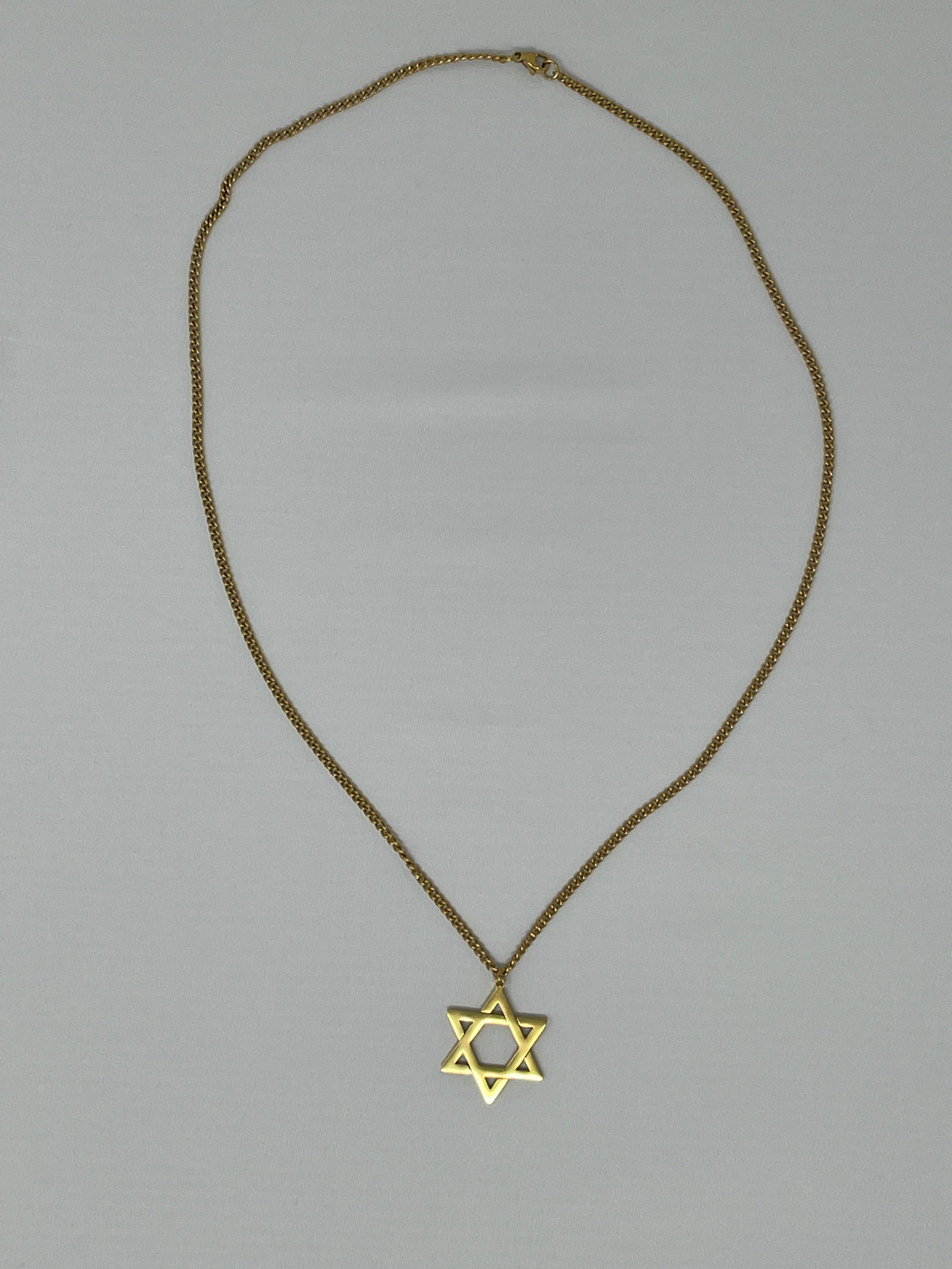 Star of David Necklace - Gold Stainless Steel Chain 24 Inch