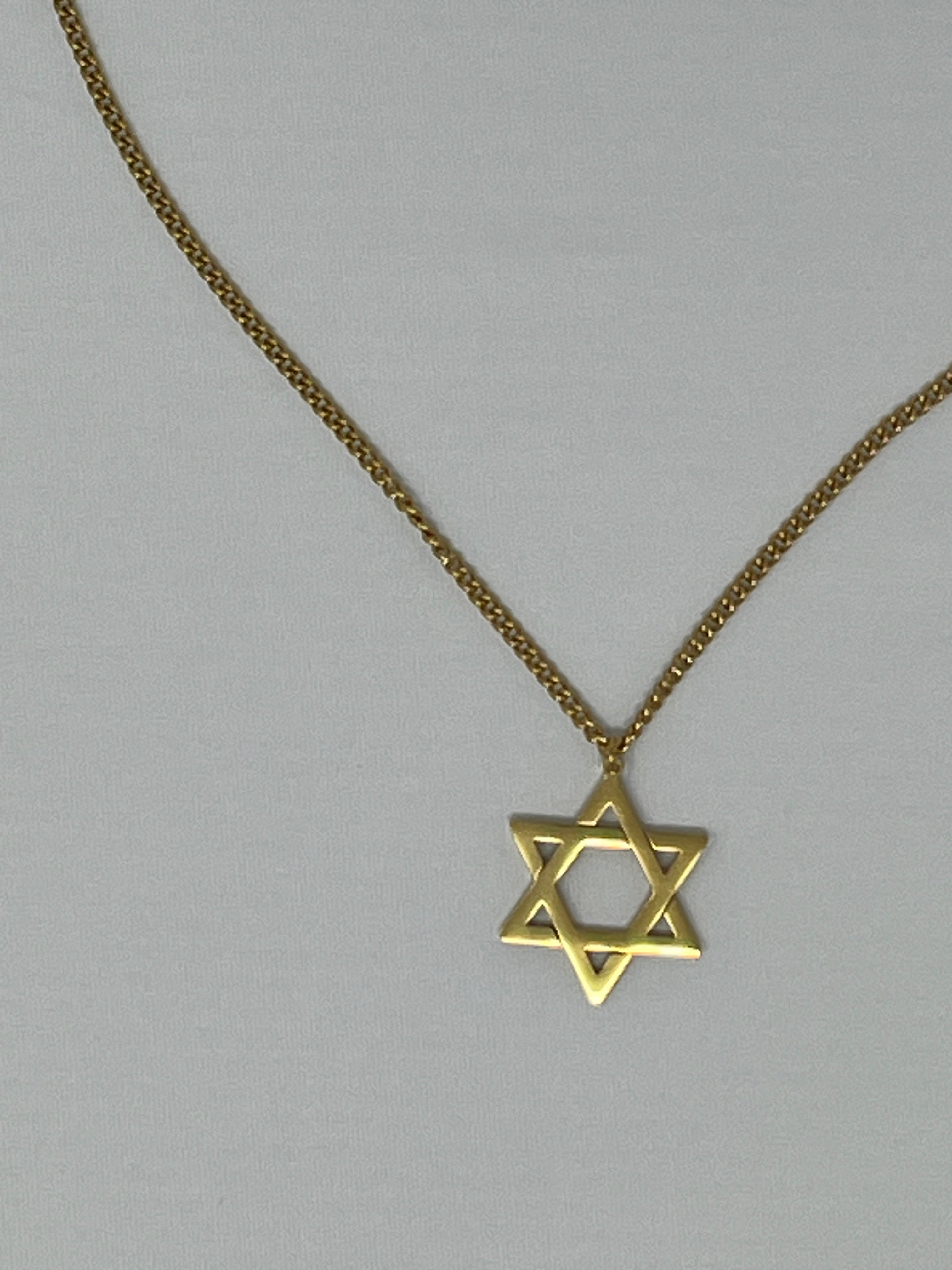Star of David Necklace - Gold Stainless Steel Chain 24 Inch