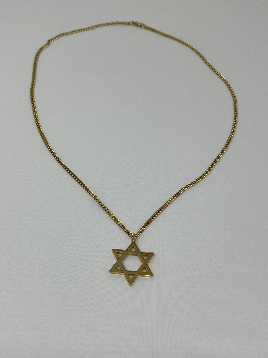 Star of David Necklace - Gold Stainless Steel Chain 24 Inch