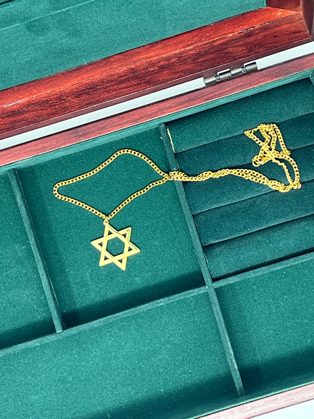 Star of David Necklace - Gold Stainless Steel Chain 24 Inch