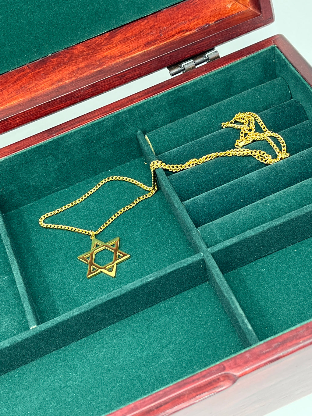 Star of David Necklace - Gold Stainless Steel Chain 24 Inch
