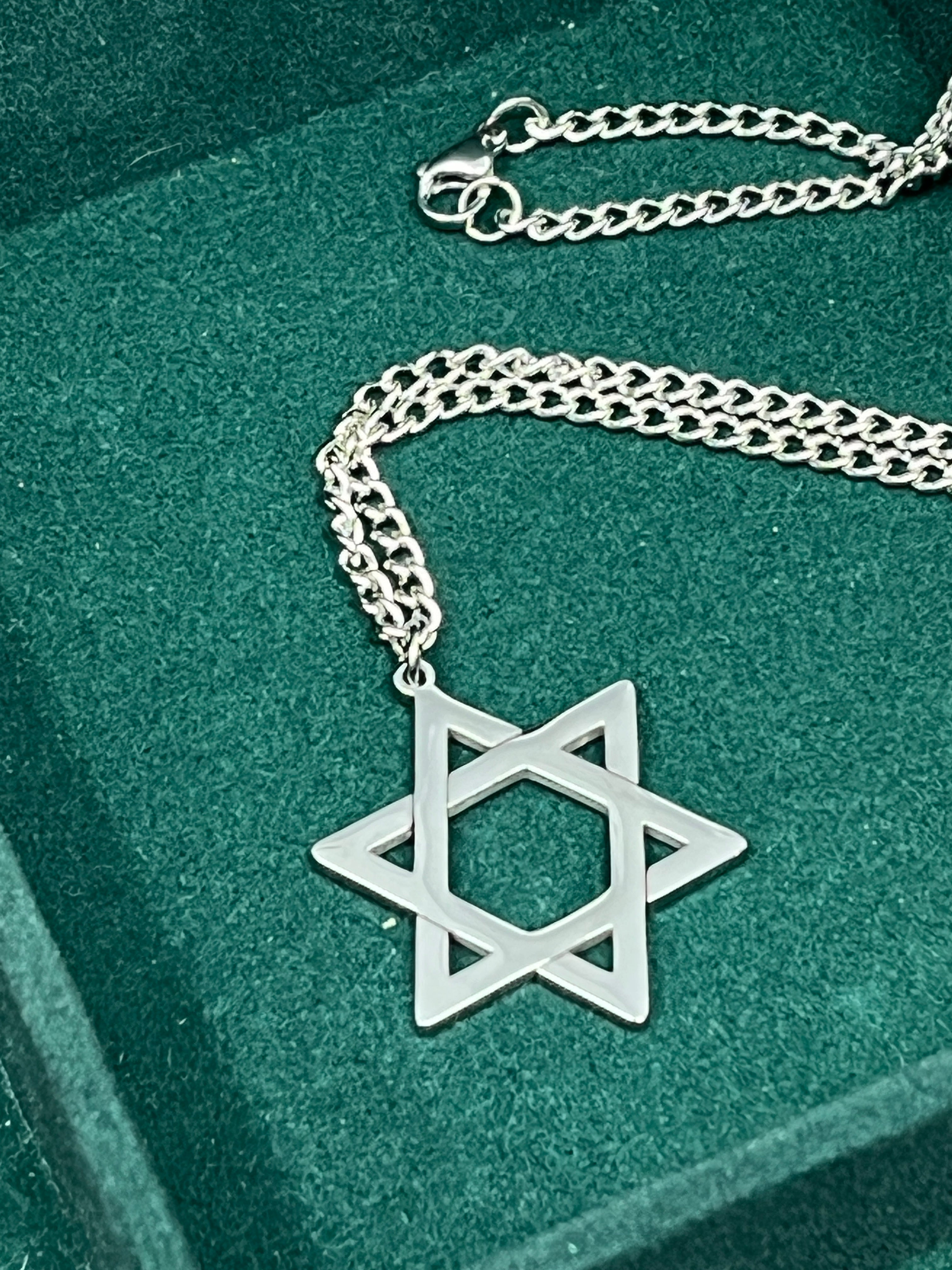 Star of David Necklace - Stainless Steel Chain 24 Inch