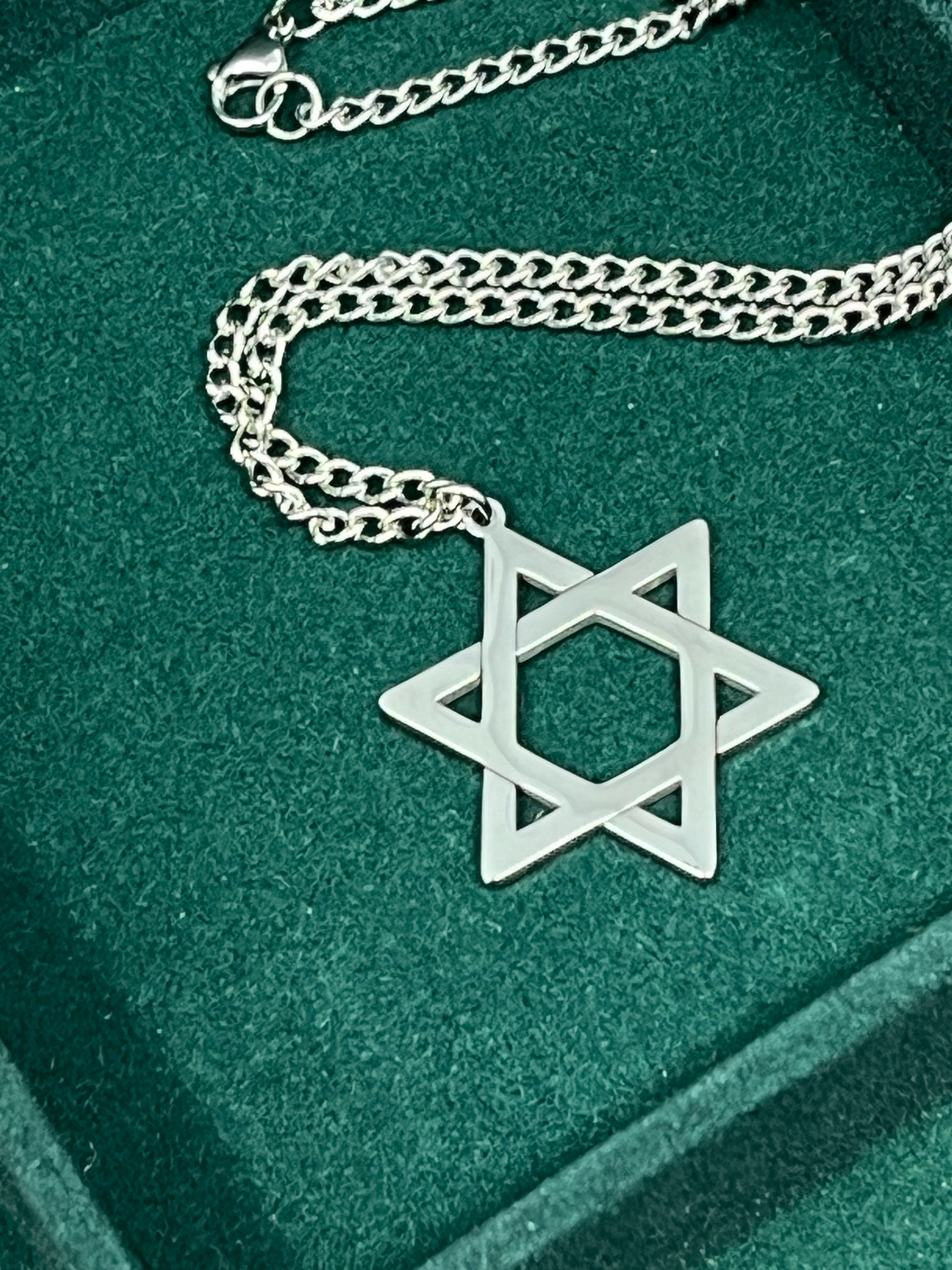 Star of David Necklace - Stainless Steel Chain 24 Inch