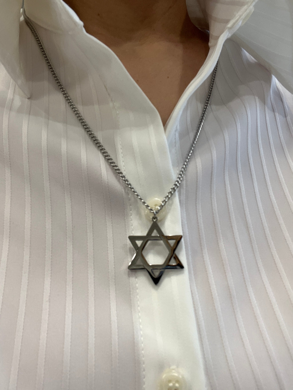 Star of David Necklace - Gold Stainless Steel Chain 24 Inch