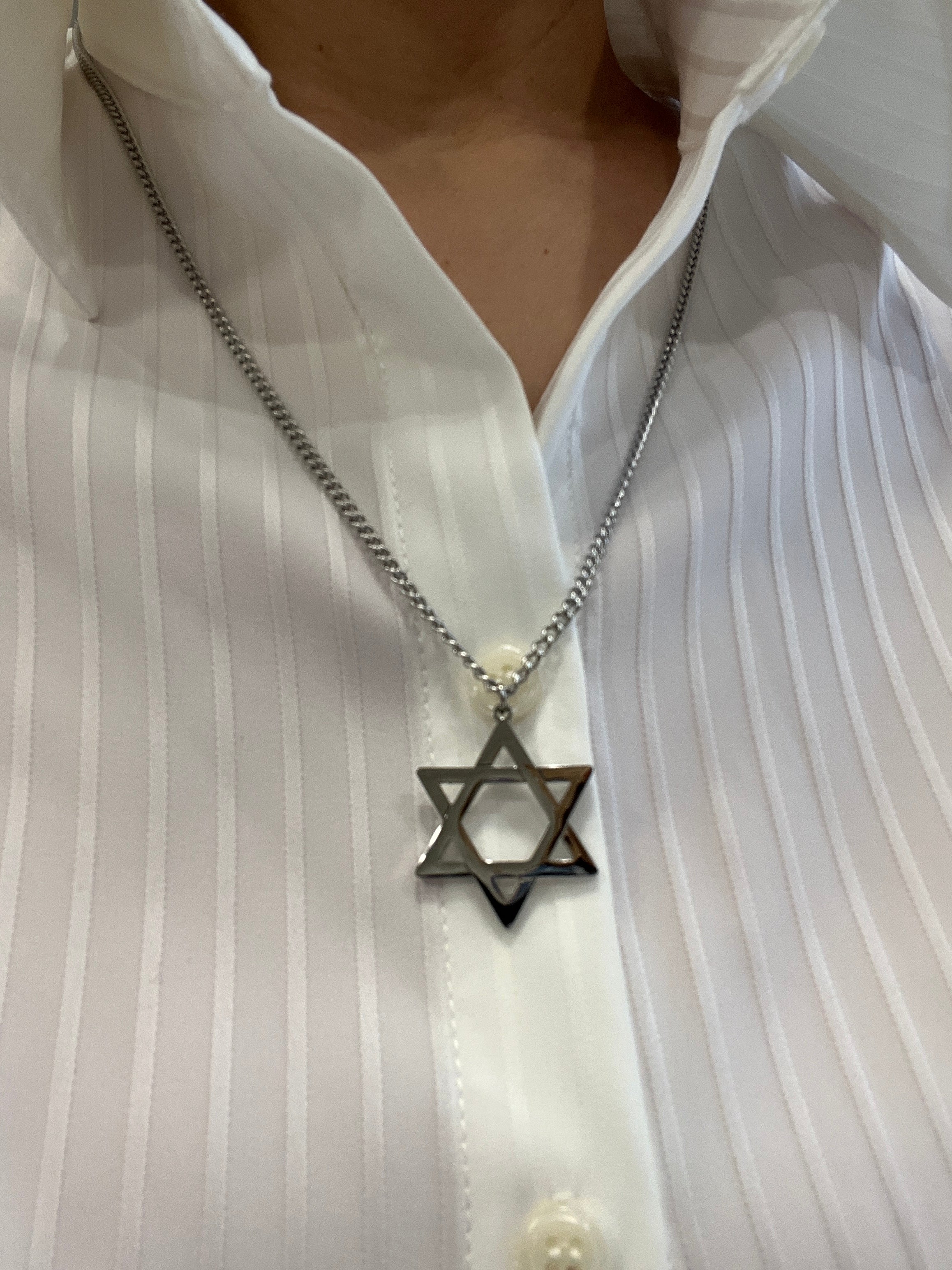 Star of David Necklace - Gold Stainless Steel Chain 24 Inch