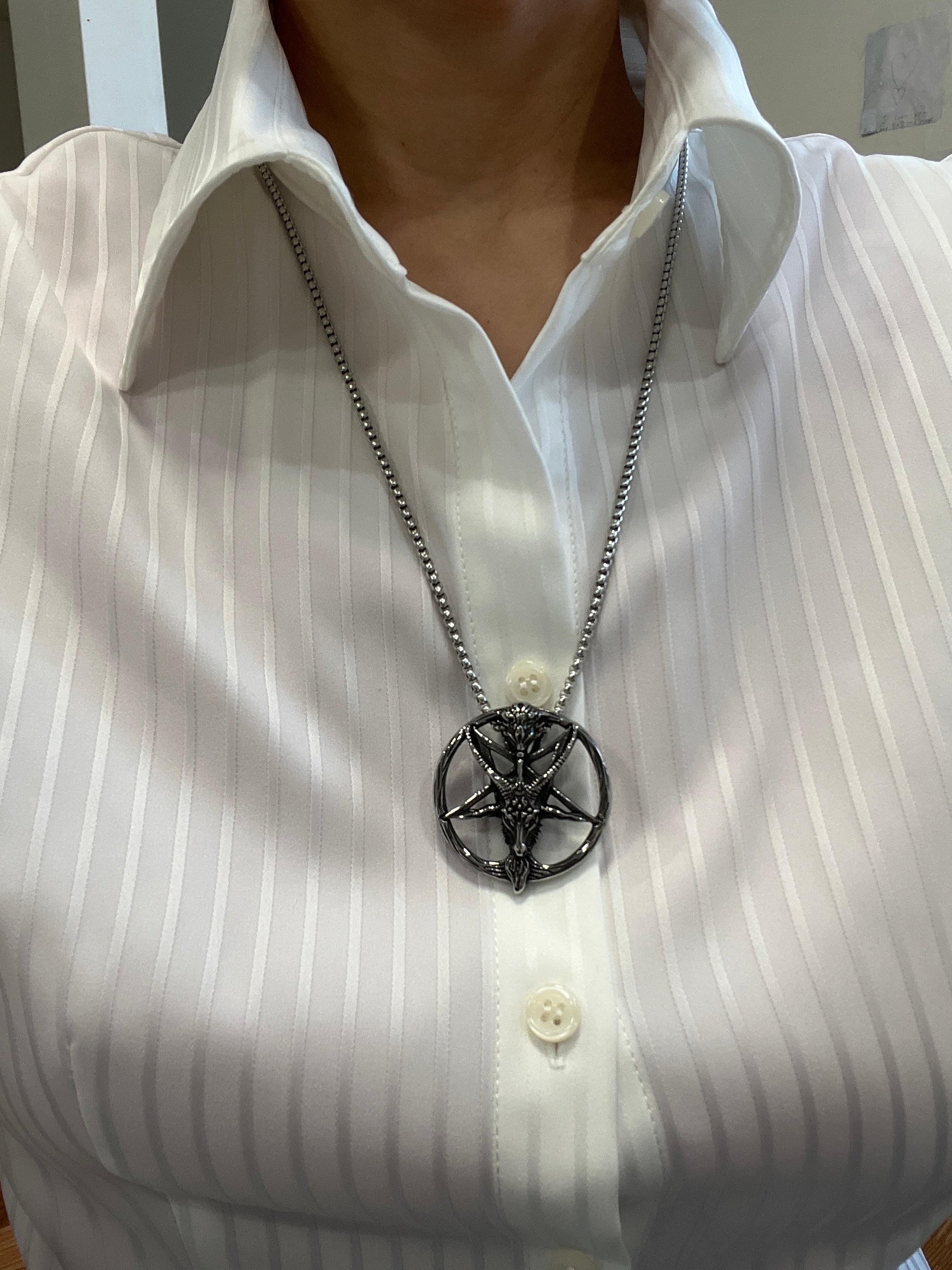 Baphomet Pendant Necklace - Stainless Steel Chain 24 Inch