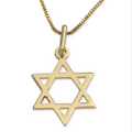 Star of David Necklace - Gold Stainless Steel Chain 24 Inch